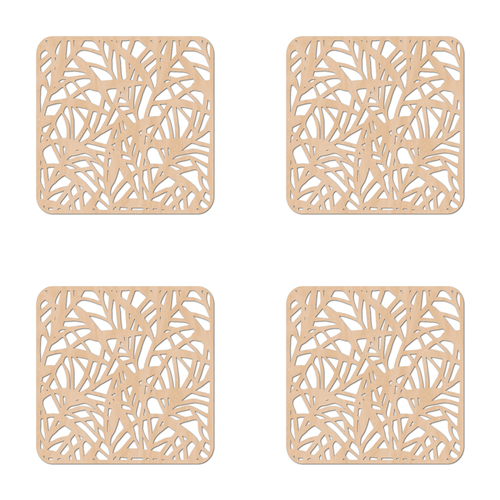 4PK Nord Deco Wooden Coaster Kitchen Decor 10x10cm - Bamboo