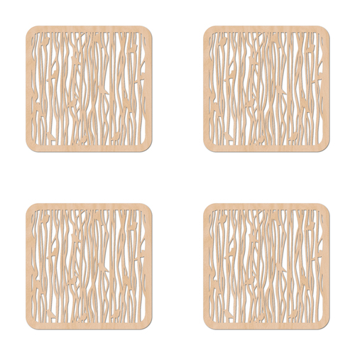 4PK Nord Deco Wooden Coaster Kitchen Decor 10x10cm - Small Bird