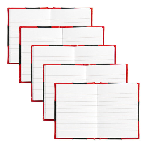 5pc Spirax Casebound A7 Hardcovered Notebook Black/Red