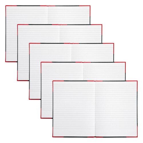 5pc Spirax Case Bound A5 Notebook Hard Cover 200-Pages Black/Red