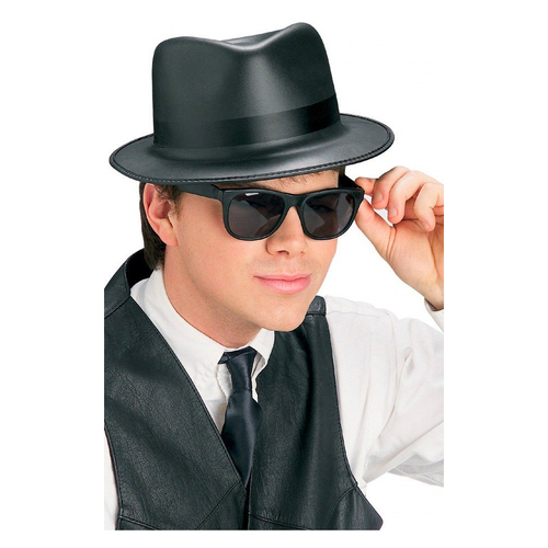 Blues Brothers Hat And Glasses Set Adult Costume - Black