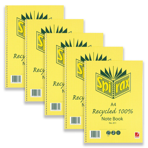 5pc Spirax 811 Recycled A4 Spiral Writing Notebook 240-Pages