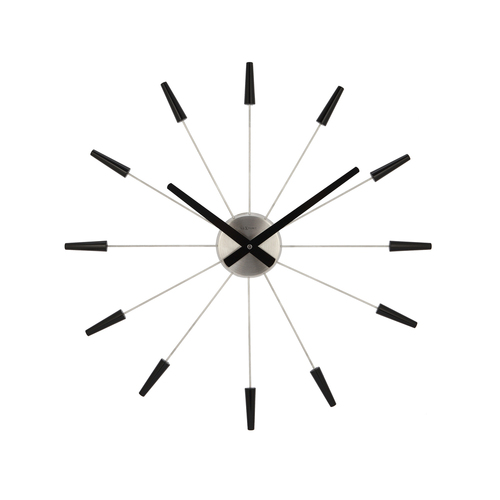 NeXtime Stainless Steel 58cm Plug-Inn Wall Clock Home Decor Black