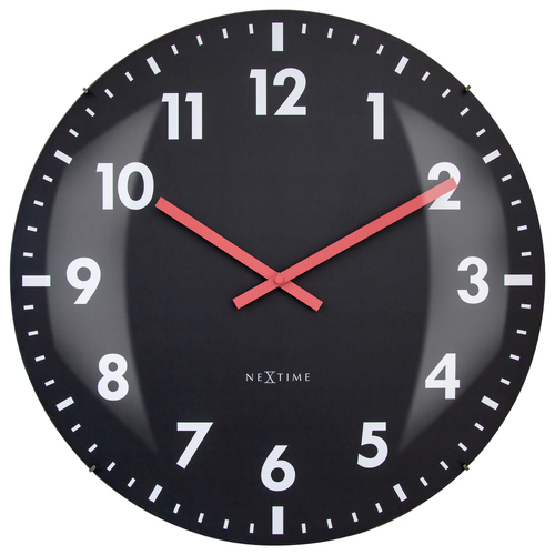 NeXtime Duomo Glass Analogue 50cm Wall Clock - Black