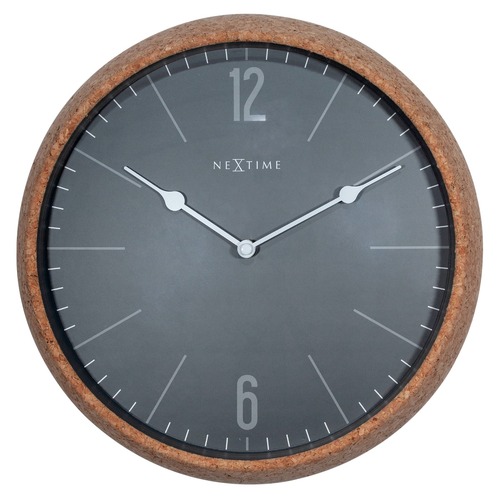 NeXtime 30cm Cork Silent Analogue Round Wall Clock - Grey