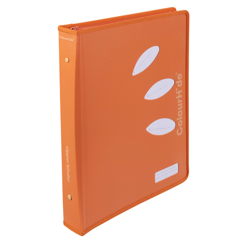 Colourhide 48cm Zipper Binder File/Document Organiser Tangerine