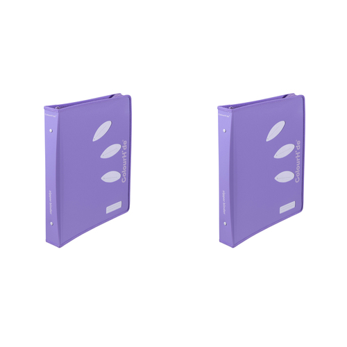 2PK Colourhide 48cm Zipper Binder File/Document Organiser Lavender