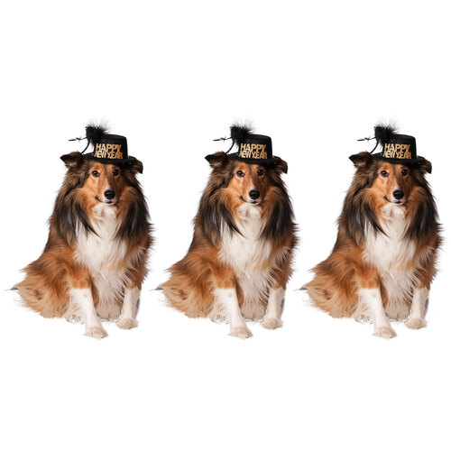 3PK Rubies Happy New Year Party Pet Hat Dog/Cat - Size M-L