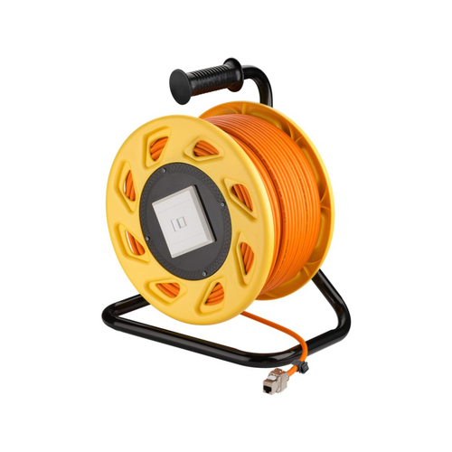 Goobay Portable RJ45 Network Cable Reel Extension w/CAT6A Socket 50m Orange