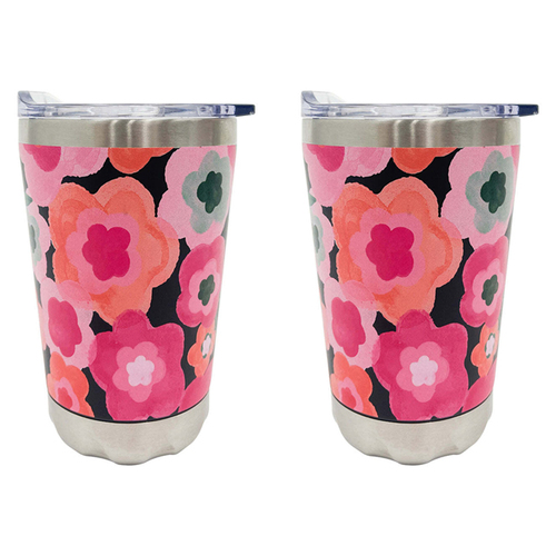 2PK Annabel Trends 270ml Stainless Steel Coffee Mug - Midnight Bloom