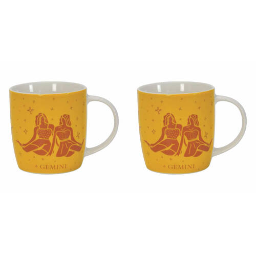 2PK Annabel Trends Coffee Mug Zodiac Gemini 350ml Cup w/ Handle - Yellow