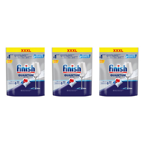 3PK 60pc Finish Powerball Quantum All-in-1 Dish Washing Tablets