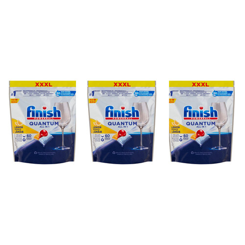 3PK 60pc Finish Powerball Quantum All-in-1 Dish Washing Tablets - Lemon