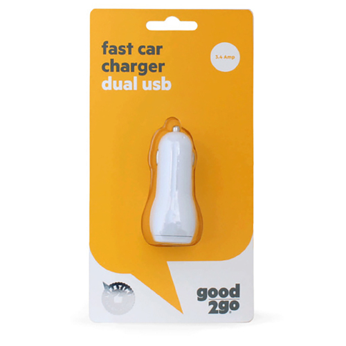 Good 2 Go Car Charger V1 Dual USB 3.4 AMP - White