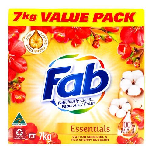 Fab Laundry Powder Essentials Cotton Seeds Oil & Red Cherry Blossom 7kg