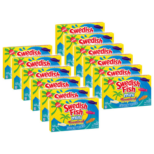 12PK Swedish Fish Mini Tropical Candy Theatre Box 99g