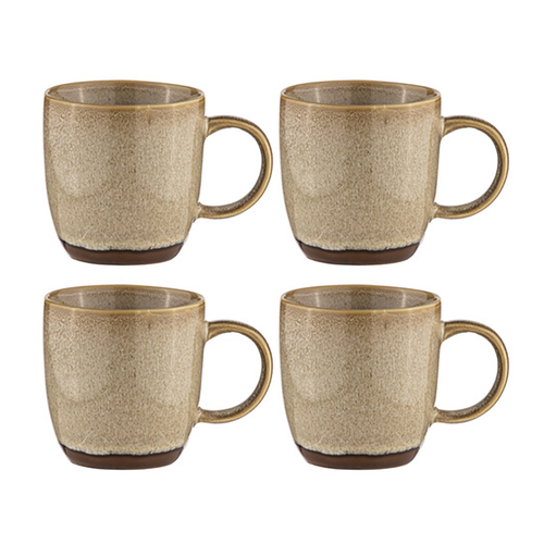 4PK Ladelle Haven 12.5cm Porcelain Mug w/ Handle - Caramel/Taupe