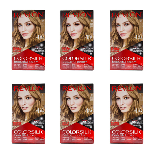 6PK Revlon Colorsilk 3D Permanent Hair Color w/ Keratin 61 Dark Blonde