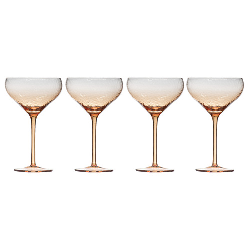 4pc Ladelle Dimpled Sunset Coupe Drink/Beverage Glass 360ml Set