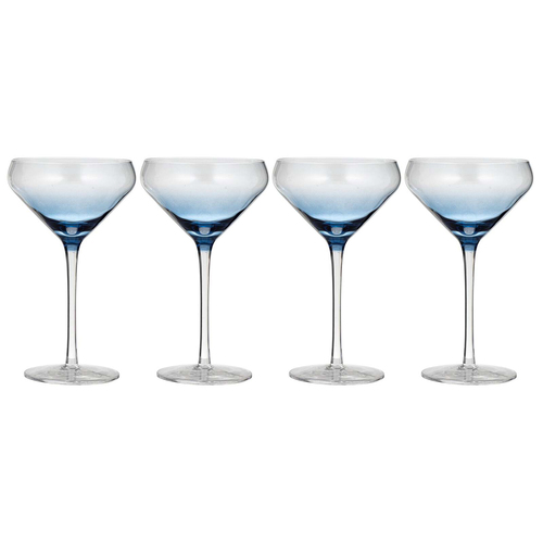 4PK Ladelle Prism 240ml Coupe Glass Drinkware Set - Blue