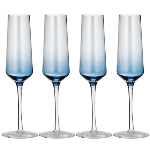 4PK Ladelle Prism 240ml Champagne Glass Drinkware Set - Blue