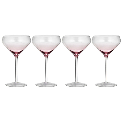 4PK Ladelle Prism 240ml Coupe Glass Drinkware Set - Plum