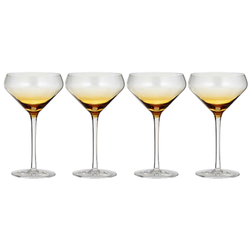 4PK Ladelle Prism 240ml Coupe Glass Drinkware Set - Amber