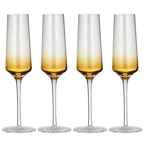 4PK Ladelle Prism 240ml Champagne Glass Drinkware Set - Amber