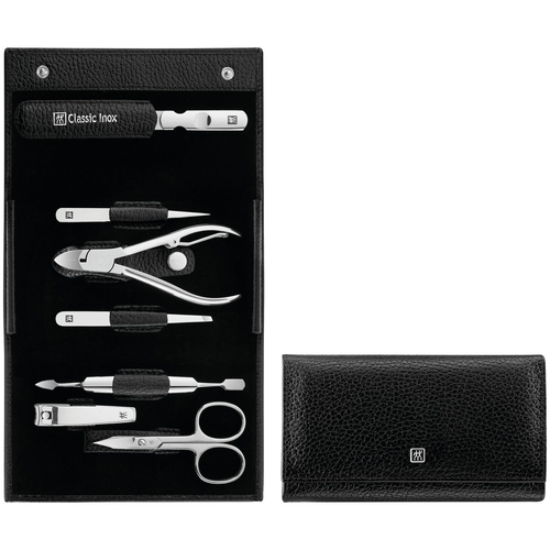 7pc Zwilling Pocket Case Classic Inox Leather Stainless Steel Nail Care Set