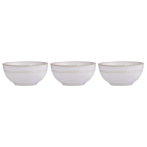 3PK Ladelle Cameo Stoneware 12cm Nibble Bowl Round - Ivory