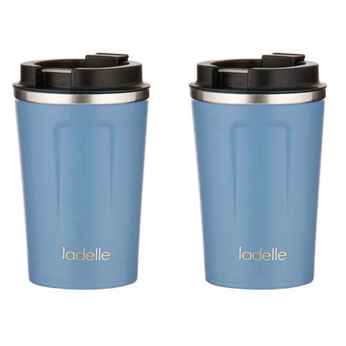 2PK Ladelle Eco Culture Stainless Steel/PP 14cm/350ml Travel Mug - Blue