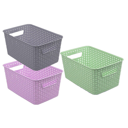 3PK Boxsweden Woven Storage Basket 18.5X28X13cm Assorted