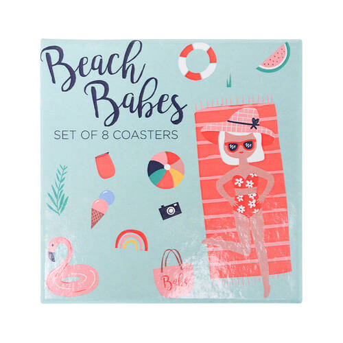 8pc Annabel Trends Coaster Set Home/Kitchen Decor - Beach Babes