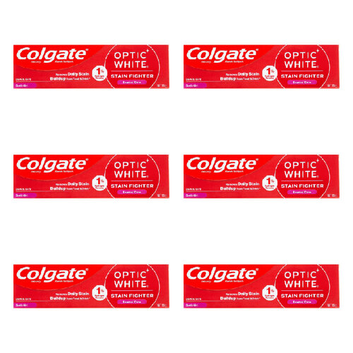 6PK Colgate 100g Toothpaste Optic White Stain Fighter Enamel Care Gentle Mint