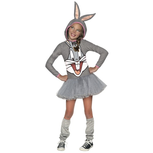 Rubies Bugs Bunny Girls Hooded Dress Up Costume - Size S