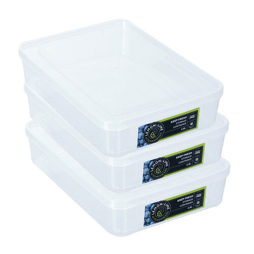 3PK Lemon & Lime Keep Fresh Food Container 2.8L  28X20X6.5cm