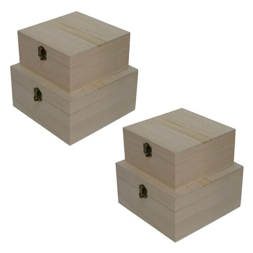 2x 2pc Boyle Craftwood Square Storage Box w/ Catch Set