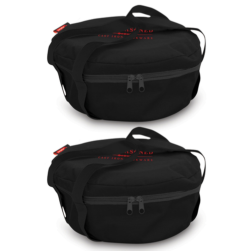 2PK Campfire 12-Quart 600D Storage Bag For Cast Iron Oven Cookware - Black