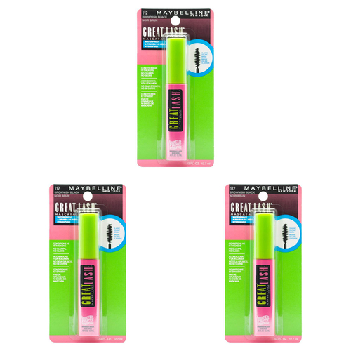 3PK Maybelline 12.7ml Great Lash Mascara Brownish Black 112 