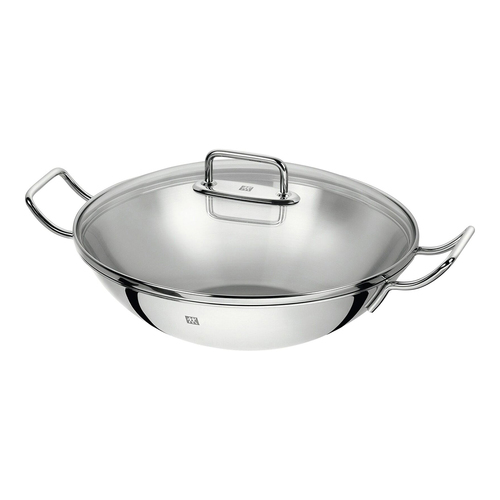 Zwilling Stainless Steel Wok 2 Side Handles w/ Glass Lid - Silver