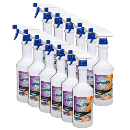 12PK Northfork 750ml Food Surface Sanitiser Decanting Bottle