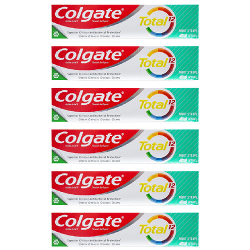 6PK Colgate 200g Fluoride Toothpaste Tube Total 12 Mint Stripe