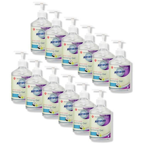 12PK Northfork 500ml Instant Hand Sanitising Gel - Coconut & Vanilla