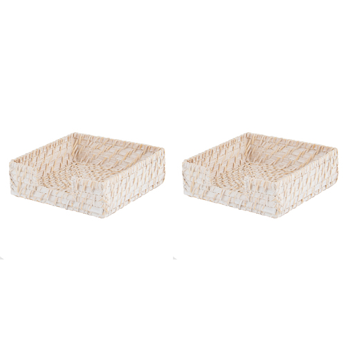 2PK Ladelle Whitehaven Woven Square Porcelain Napkin Holder