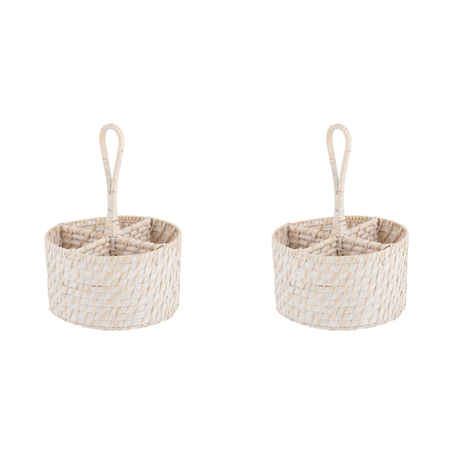 2PK Ladelle Whitehaven Woven Round Porcelain Utensil Caddy Holder