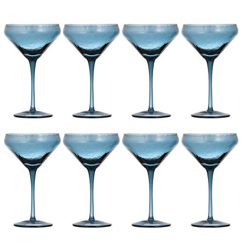 2x 4pc Ladelle Flynn Coupe Glass Stemware 18cm - Blue