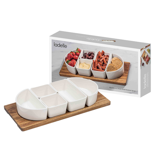 Ladelle Alto Serve & Share Porcelain/Acacia Wood Modular Server Small