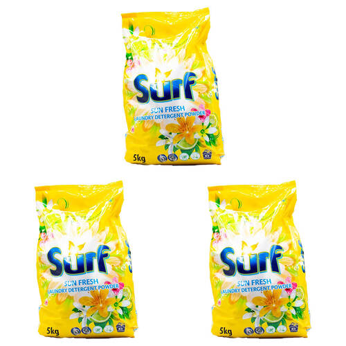 3PK Surf Laundry Stain Removal Detergent Powder 5kg - Sun Fresh