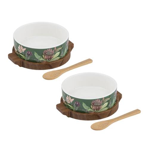 2x 3pc Leura Bowl Spoon & Round Board Kitchen Serveware Set Assorted