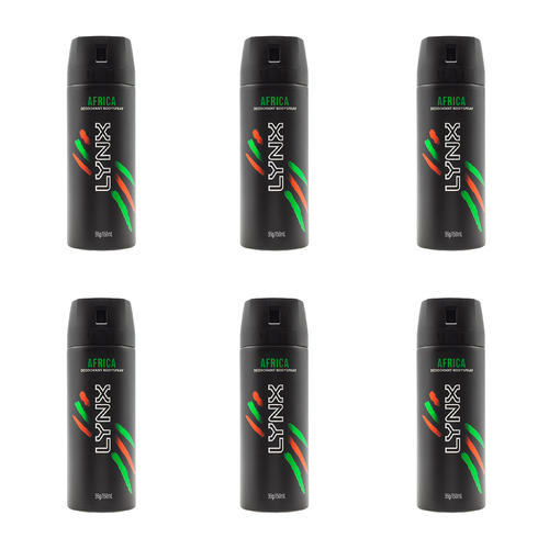 6PK Lynx 150ml Deodorant Fragrance 48h Protection Bodyspray Spray - Africa